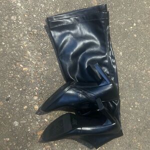 Gabrielle Union Black Block Heel Over The Knee Boot